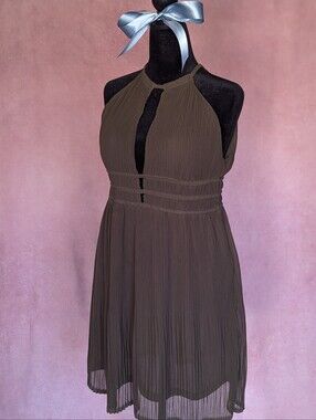 H&M Olive Pleated Halter Dress